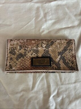 Gigi Hill Los Angeles Snake-Print Foldover Wallet in Neutral Brown